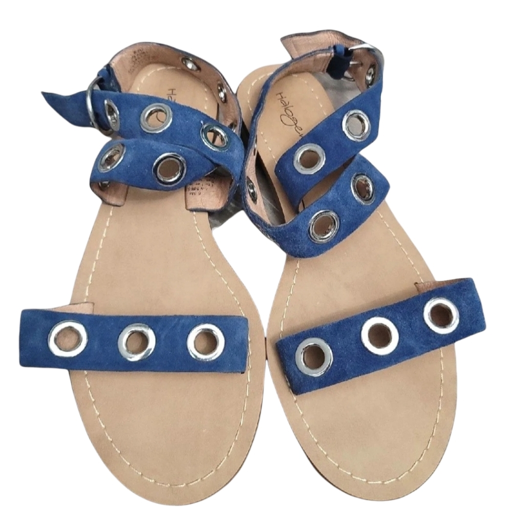 New Halogen wrap around sandals blue suede 8.5
